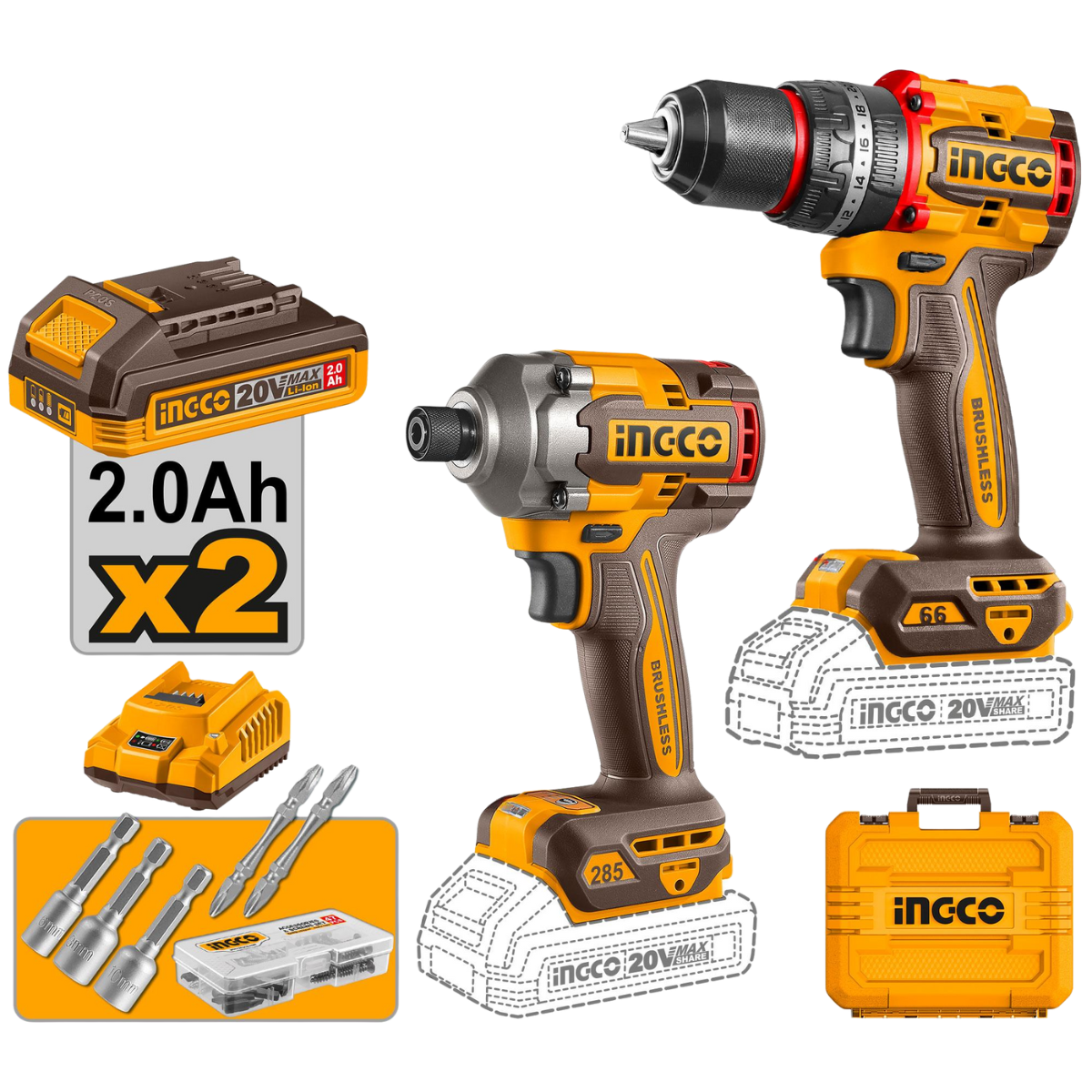 INGCO CORDLESS COMBO KIT 2PCS